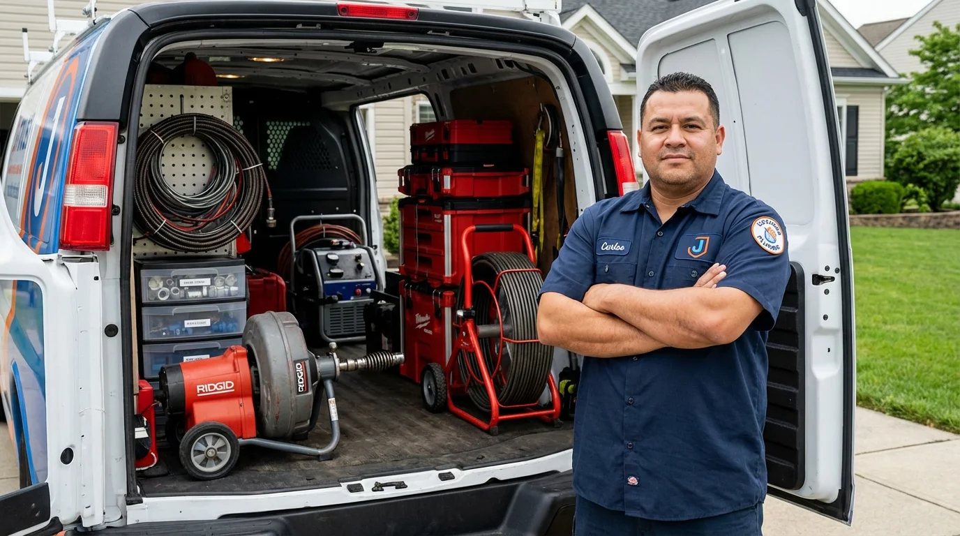Professional drain cleaning equipment and Johns Plumbing LLC plumber in Windham