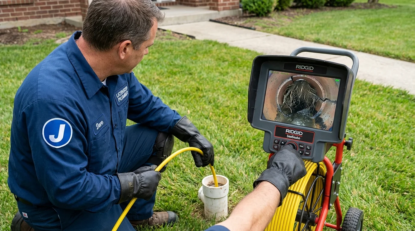 Sewer camera inspection being performed by Johns Plumbing LLC in Windham